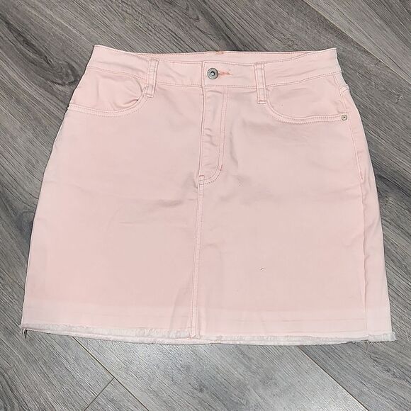 Arizona Raw Hem Peach Denim Mini Skirt - Picture 1 of 4